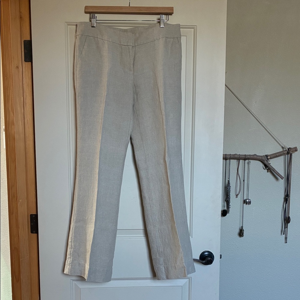 LOFT Straight-Leg Linen-Blend Pants in Light Cream